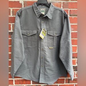 NWT Drake Moleskin Charcoal Gray Long Sleeve Button-Up XL Utility Shirt F1